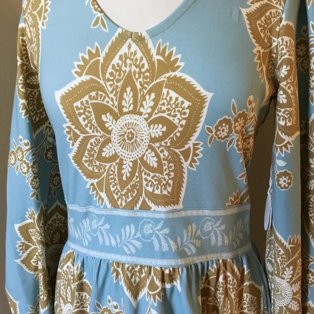 Spartina 449 Diane Jersey Knit Mini Dress Calm Waters Medallion - Picture 6 of 15